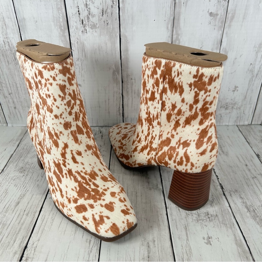 INC Dasha High Heel Dressy Boots Calf Hair Animal Print Ankle Boots 7.5 NEW